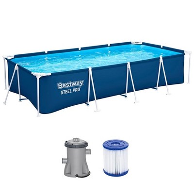 Bestway Frame Pool Steel Pro 400 x 211 x 81 cm Kinderpool mit Filterpumpe