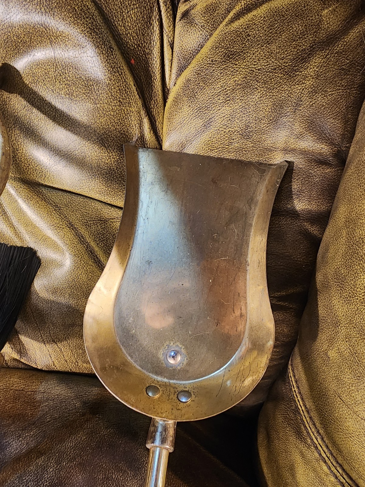 HumeWell VTG Brass & Wrought Iron Heavy Fireplace Tool Set/Companion 5 Pc NICE!!