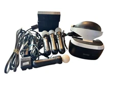 Sony PlayStation VR Headset Bundle with 4 Move Controllers & Cables – Untested