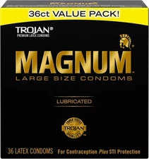 Condones lubricados Trojan Premium Latex Magnum L tamaño grande - 36 unidades