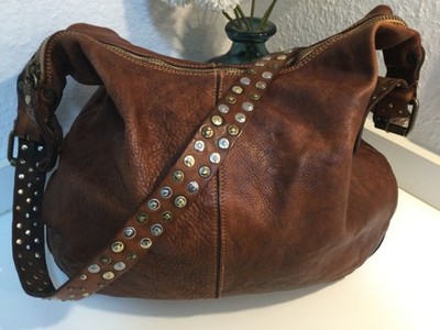 Campomaggi Ledertasche Umhängetasche Cognac Nieten Topzustand 