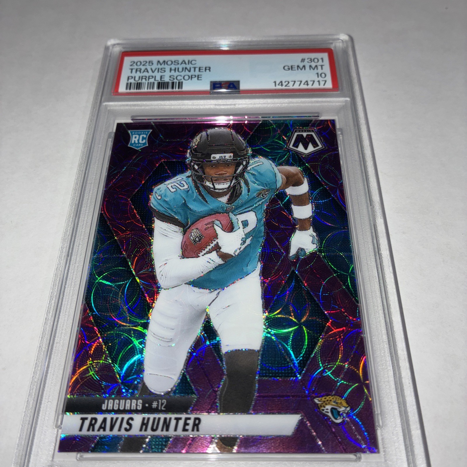 TRAVIS HUNTER JAX JAGUARS NFL PURPLE SCOPE SP PSA 10 GEM MT 2025 view 9