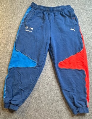 Puma BMW Jogger Pants Mens Medium Blue Polyester Stretch Loose Taper Fit