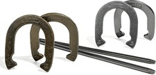 Official Horseshoe Set With Carrying Case 4 Horseshoes And 2 Steel Stakes