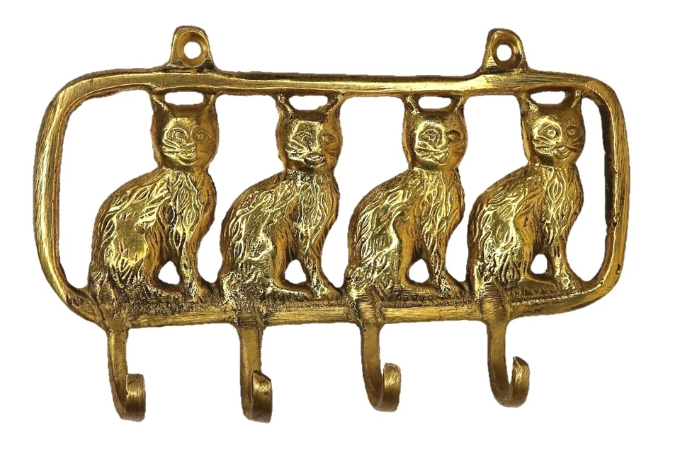 Golden Cat Design Antique Vintage Style Handmade Brass Cloth Wall Hanger Hook - Bild 4 von 4