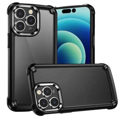 For iPhone 8 Plus/7 Plus Case w/ Metal Buttons Raised Camera Lip +Tempered Glass