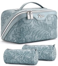 Travel Makeup Bags Cosmetic Organizer Bag: 3 Pcs Set Large Capacity Floral Ma...
