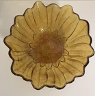 Vintage Indiana Glass Bowl Lily Pons Sunflower Marigold Amber Carnival Glass