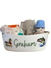 Cute Personalized Basket Baby Shower Gift Basket Large Mallard Duck Bass Fish