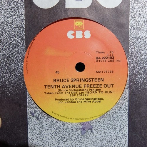 Bruce Springsteen - Tenth Avenue Freeze Out (CBS BA 222193, 1975) Australian 45