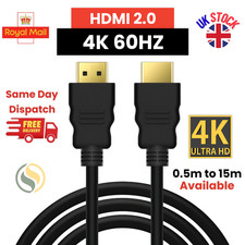 4K HDMI Cable 2.0 UltraHD High Speed 2160p 0.5m/1m/2m/3m/5m/10m/15m Premium Lead