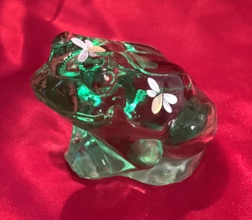 Fenton Art Glass Hand Painted Green Frog Figurine Preferred Second - lrc1