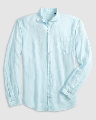 johnnie-O Emory Linen Button Up Shirt Haze Size M