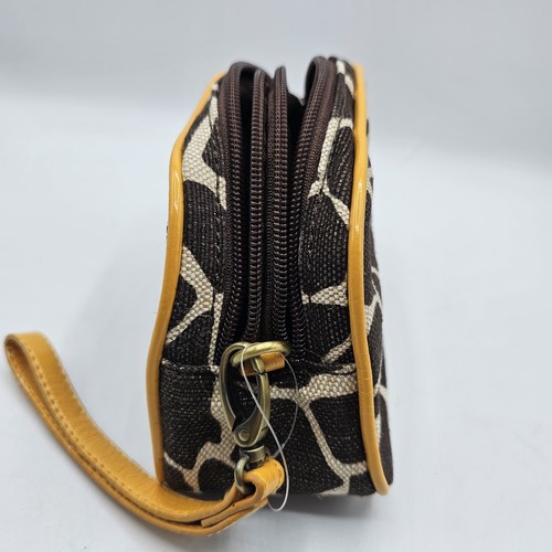 Coldwater Creek Giraffe Print Wristlet Purse Makeup Cosmetic Bag Linen Lined - Picture 3 of 9