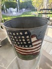 Old/Vintage Galvanized Hand Painted Old Glory Flag Bucket — photo 1