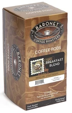 Baronet Coffee Breakfast Blend Coffee Pods Regular Light Roast 3 Boxes of 18 pod