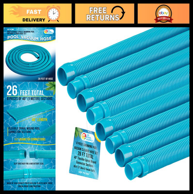 Flexible Pool Vacuum Hose Set - 8 Pieces, 40'' Spiral Wound Sections, 1.5'' Cuff E