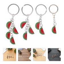 4Pcs Unique Red Watermelon Keychain Novelty Fruit Pendant for Home and Party Use