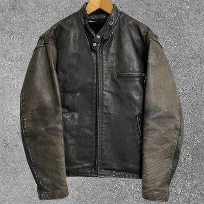 Schott NYC 141 Cafe Racer Cowhide Leather Motorcycle Jacket Faded Mens 44 Liner