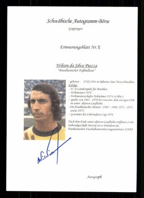 Wislon da Silva Piazza Brasilien Weltmeister 1970 Original Signiert + G 49721