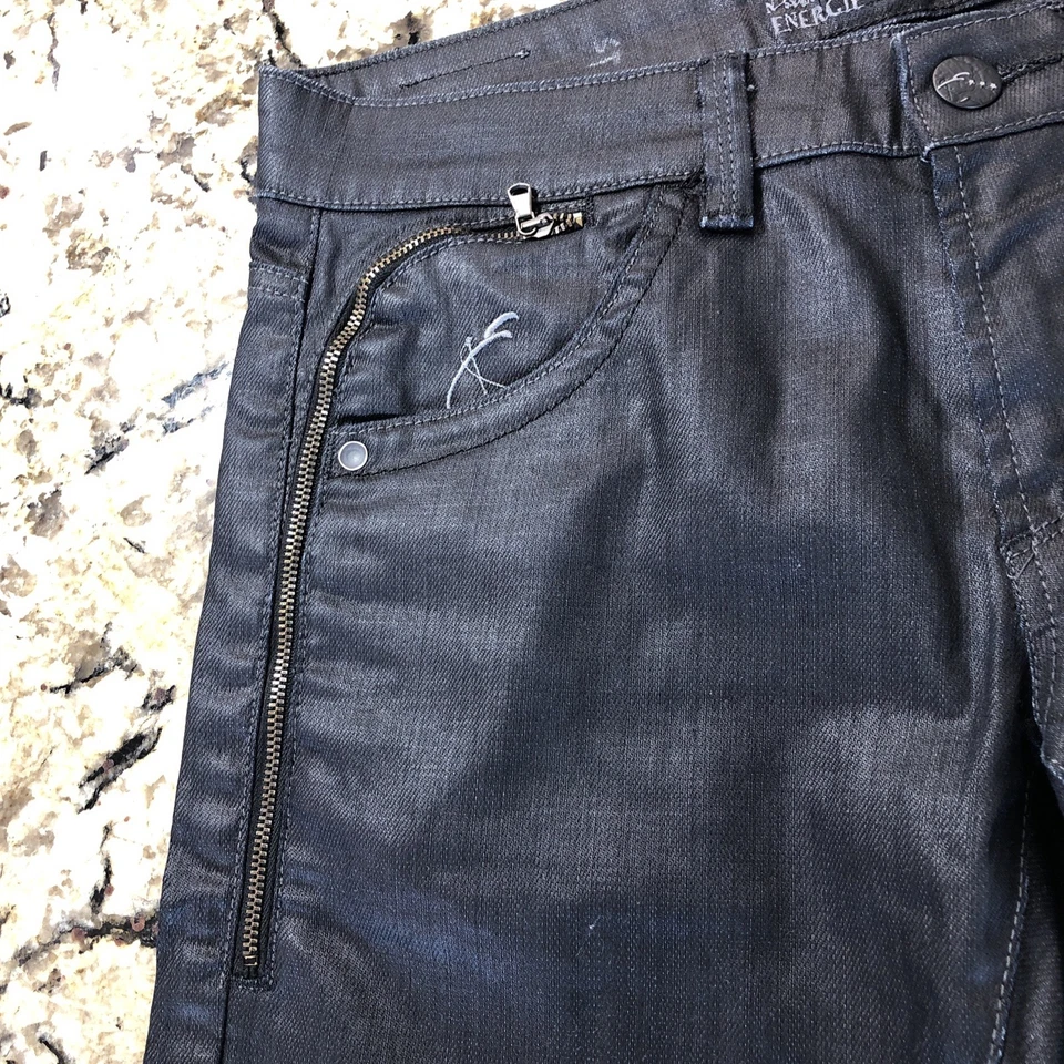 Pantalones de mezclilla para hombre talla 31 X 33 Energie Finest Goods cremallera accidente bordado Italia Foto 3 de 4