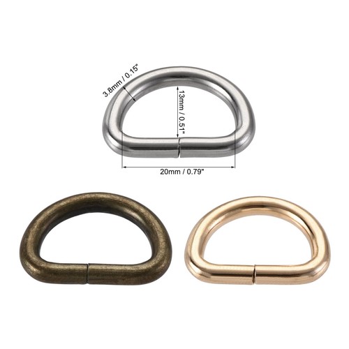 Metall D-Ring 20mm Schnalle Goldfarben, Silberfarben, Bronzefarben (15 Stück) - Bild 3 von 5