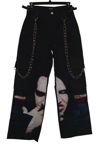 DOLLS KILL MARILYN MANSON Unisex Cargo Pants Chained Wide Leg UNRELEASED XS NWT