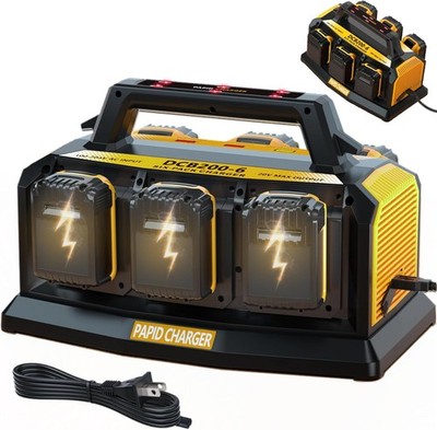 Battery Charger Station for Dewalt 20V Battery 6-Port Simultaneous Multi Charger
