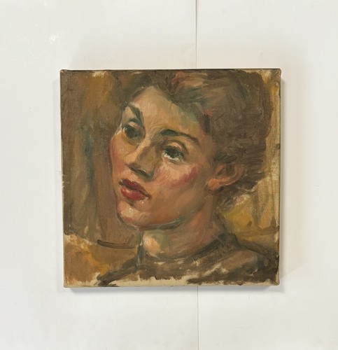 Vintage Original Oil on Canvas Painting Portrait of Woman Girl Antique ? - 第 1/9 張圖片