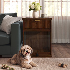 Dog Crate End Table Wooden Dog Kennel Furniture Pet Station Side Table Brown