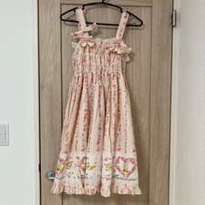 Preview of Metamorphose Pink Jumper Skirt with Flowers & Ribbon Girls' Lolita Fashion