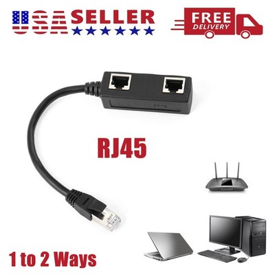 1PCS RJ45 Splitter Adapter 1 to 2 Ways CAT 7 6 5 LAN Ethernet Cable Connector US