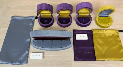 LOT GUCCI Velvet Empty Box Case Gray Purple Yellow Pouch Vintage 650230226 AYZ