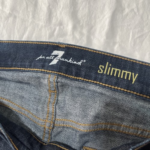 7 For All Mankind Jeans Mens 32/33 Slimmy Blue Dark Wash Straight Stretch Denim - Picture 3 of 10
