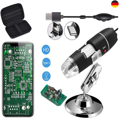 Jiusion USB Mikroskop 40-1000X Tragetasche 8 LEDs