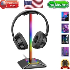 Space-Saving RGB Headphone Stand with 7 Lighting Modes - Fits All Headsets