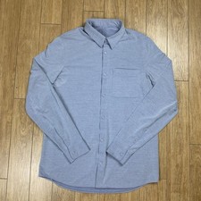 Lululemon Commission Shirt Men M Blue Button Down Long Sleeve Pocket READ