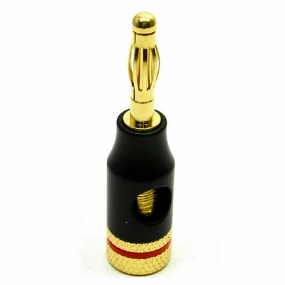 Fiches banane HQ 4mm pour connexions câble haut-parleur 6mm noir et rouge [005886] - Photo 1/4