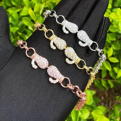 Get It On lII | Iced Blinged Out 5AA+ Boxing Gloves Rolo Link Chain Bracelet