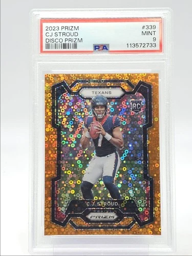 C.J. STROUD 2023 PANINI PRIZM ROOKIE ORANGE DISCO TEXANS RC PSA 9 Q5775