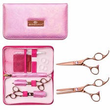 Olivia Garden SilkCut Breast Cancer Awareness 6.5" Shear  Thinner Kit SK-C05P26