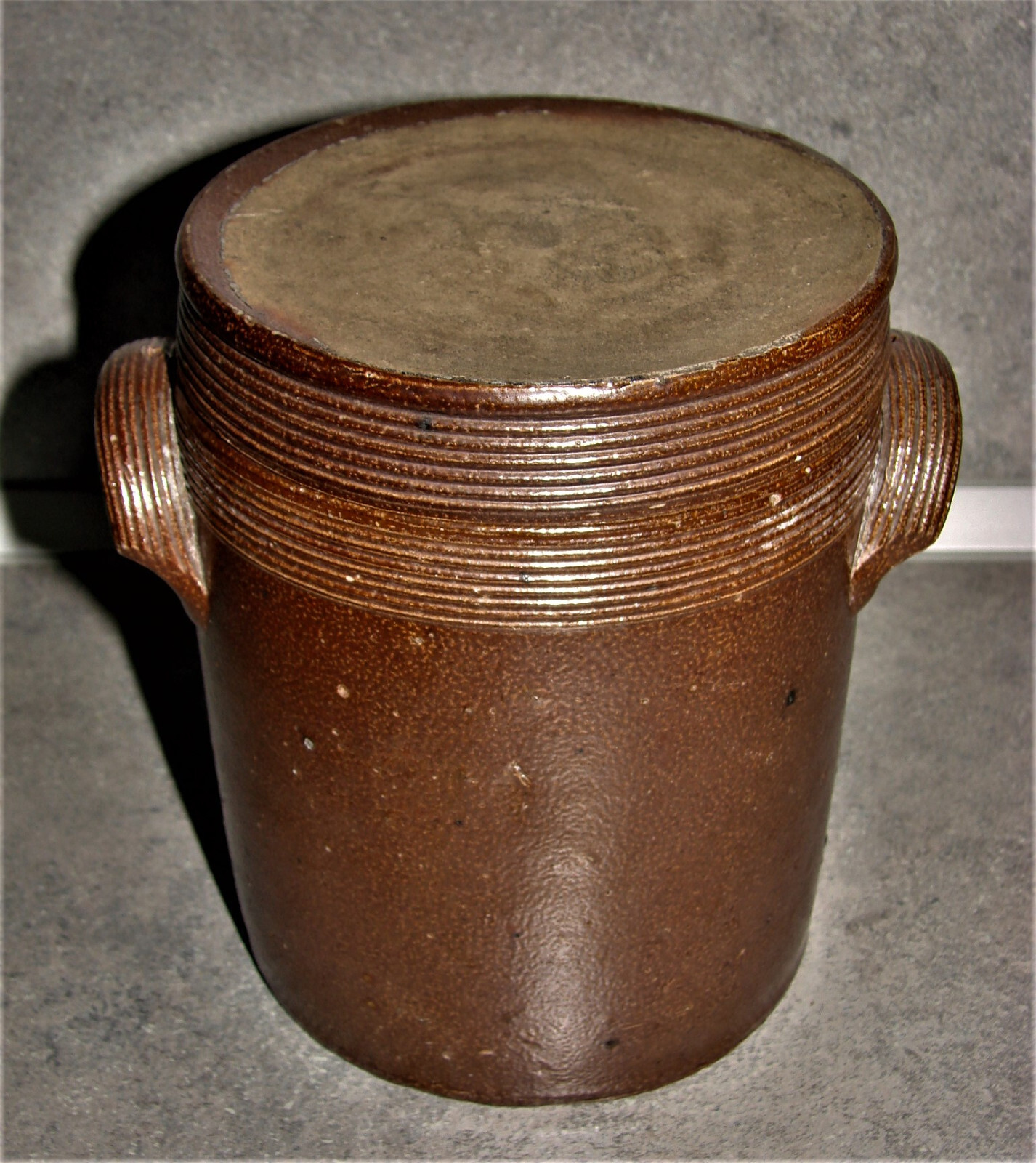 Antiguo Bote Para Grasa De Gres - Sal - Cocina - Cerámica - Patata Cocida - ( N