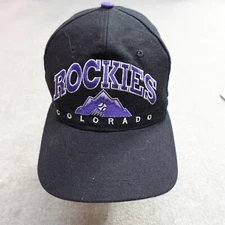 Vintage Rockies Colorado Hat Black Drew Pearson Chalk Line Snapback