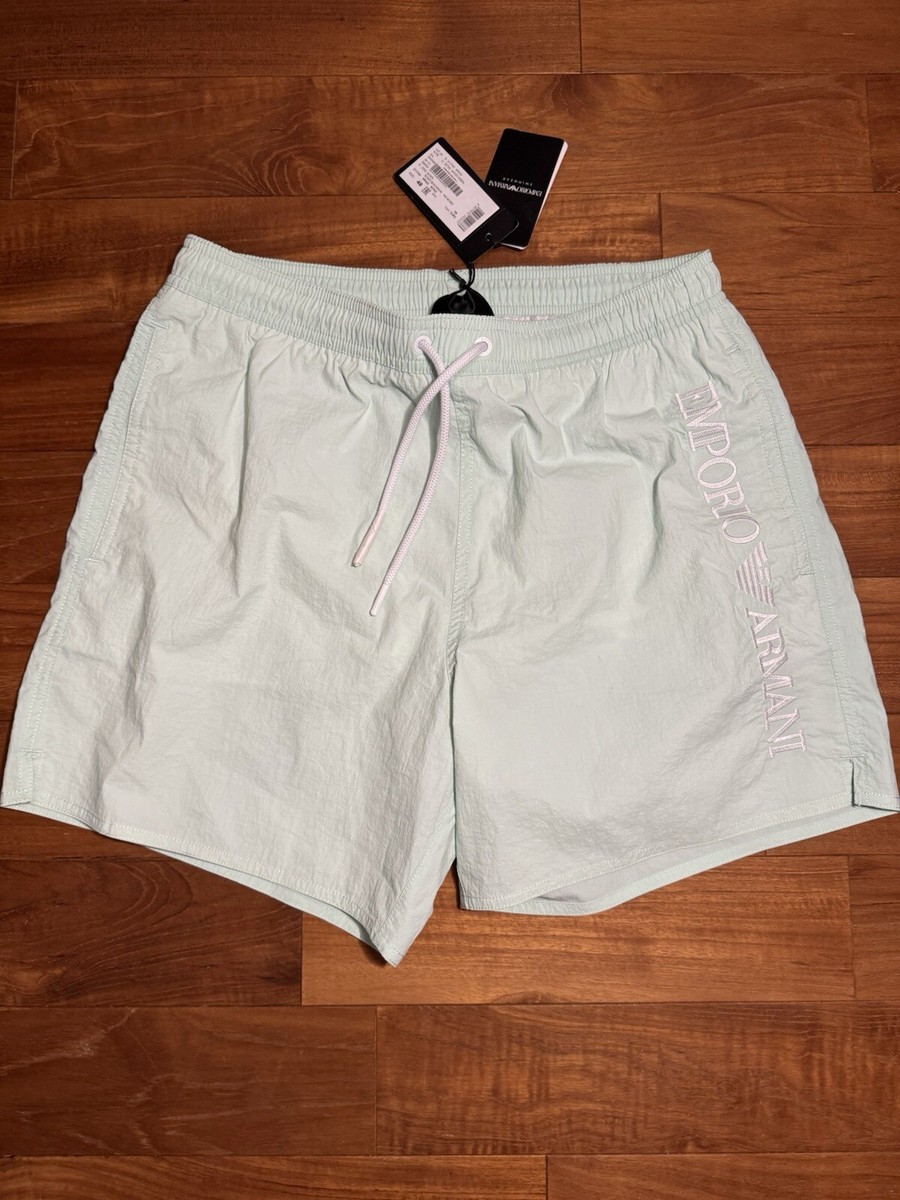 Emporio Armani Bodywear Embroidered Logo Water Green Swim Shorts Size 32 (M)
