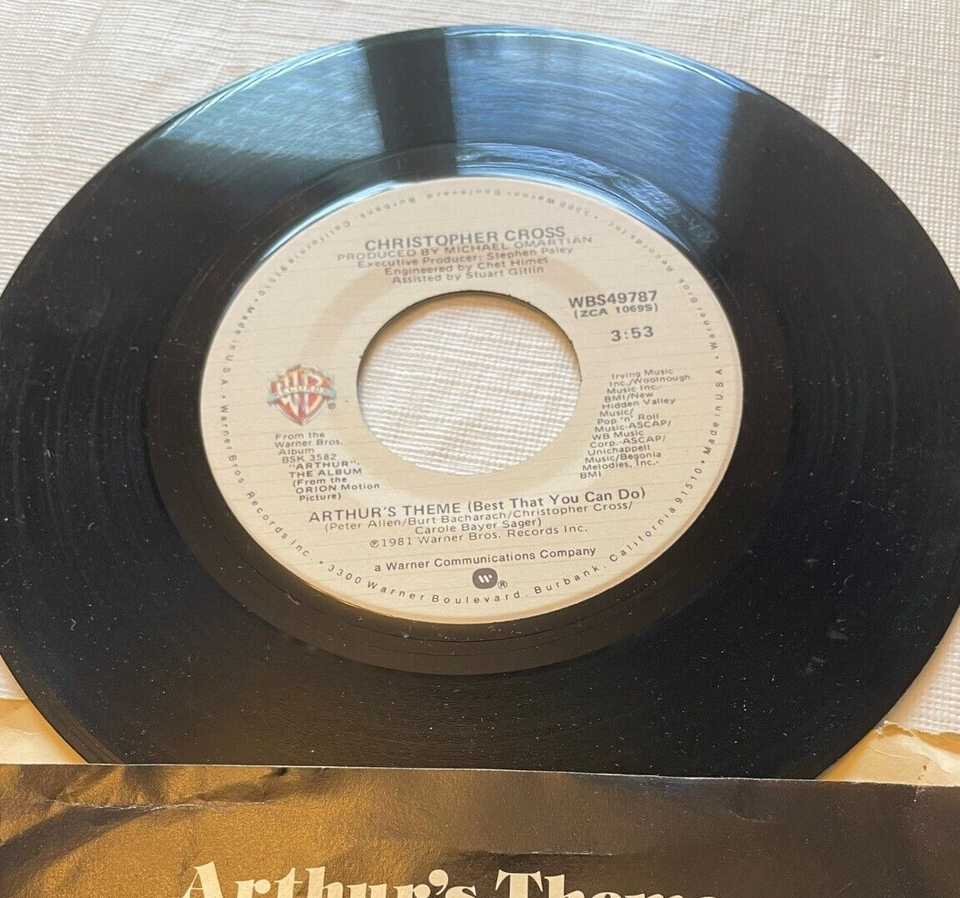 CHRISTOPHER CROSS - Arthur's Theme with a Picture Sleeve 45 vinyl #1 ...