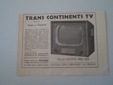 advertising Pubblicità 1955 TELEVISORE TRANS CONTINENTS TV MODELLO PD. 107