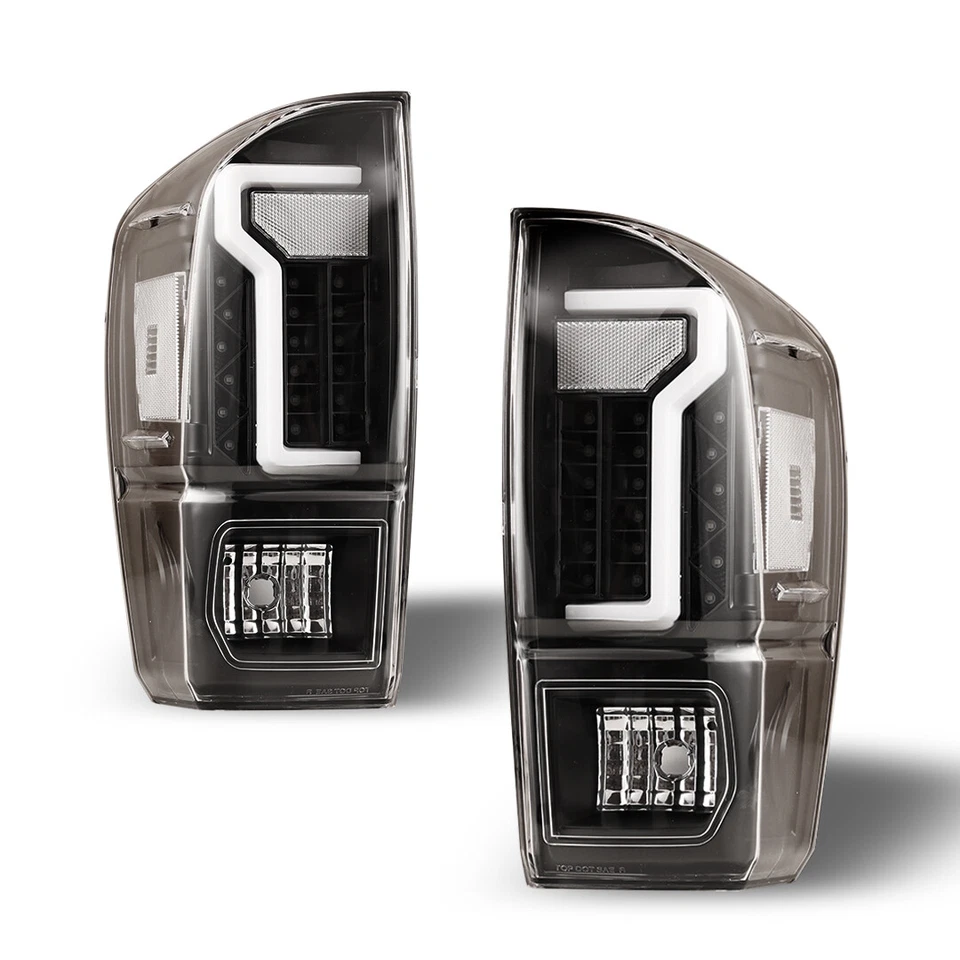 For 2016-2021 Toyota Tacoma LED Tail Lights Black Rear Brake Lamp Clear PAIR Foto 3 de 4