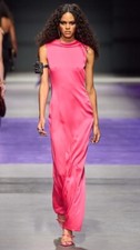 *VERSACE* Runway S/S 2023 Open Cowl-Back Pink Satin Evening Dress NWT IT 46