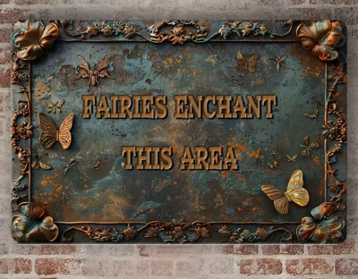 Unique Vintage Enchanting Fairies Spring Sign Wall Decor Indoor Outdoor 8 x 12