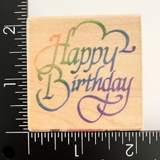 Stampendous Happy Birthday D007 Wood Mounted Rubber Stamp